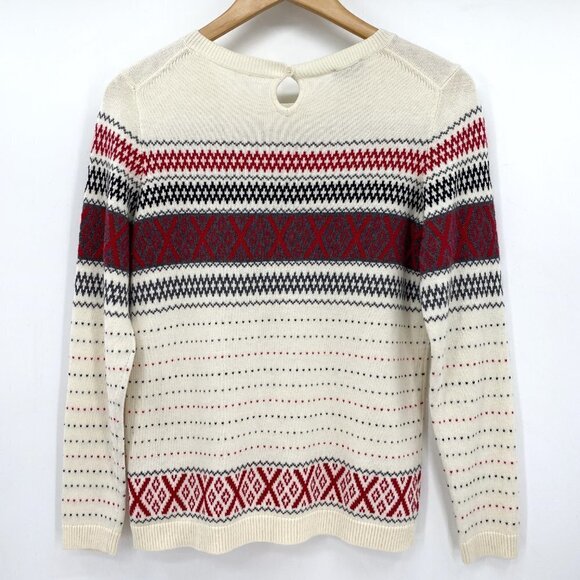 Talbots Ivory Criss Cross Lightweight Cashmere Fair Isle Knit Small Sweater - Picture 6 of 7